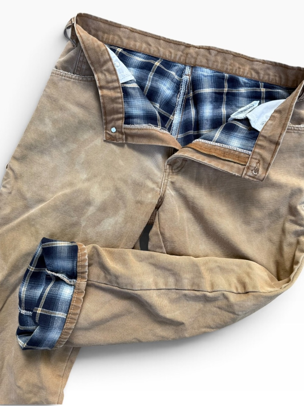Dickies Flannel Lined Duck Canvas Work Pants Tan Size 34 x 30